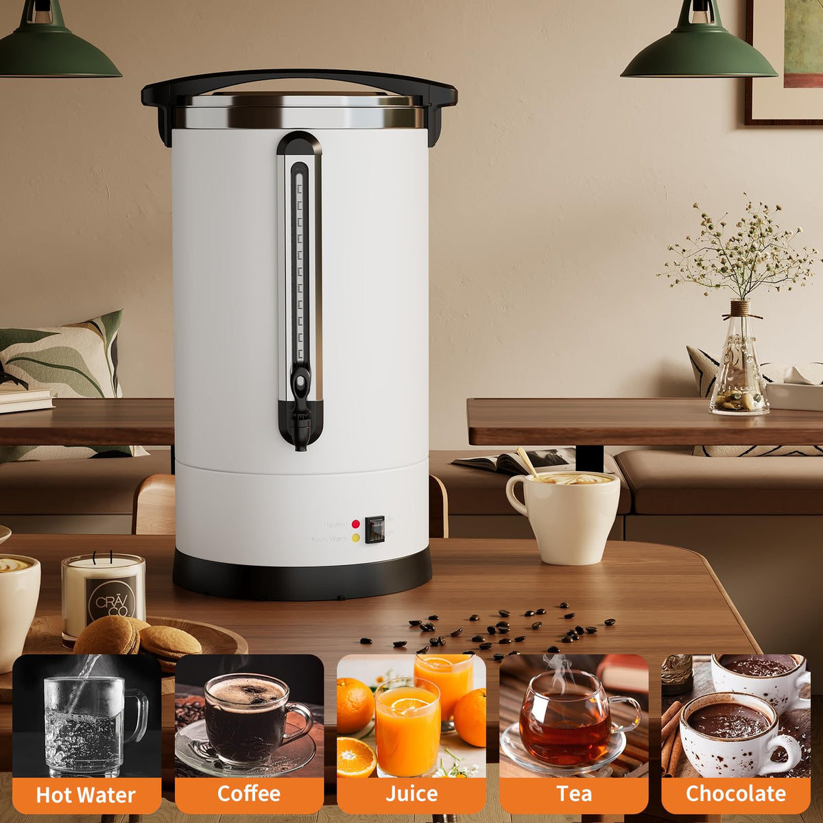 12L 80-Cup Double-Wall Stainless Steel Electric Coffee Urn L984682