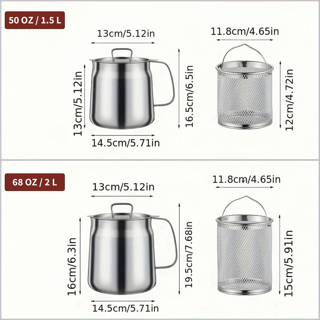 68oz 304 Stainless Steel Deep Fryer Pot with Basket X997897