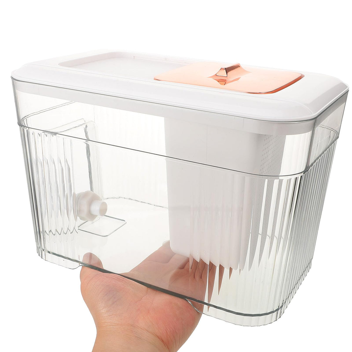 White Plastic Water Jug with Faucet and Lid L98619