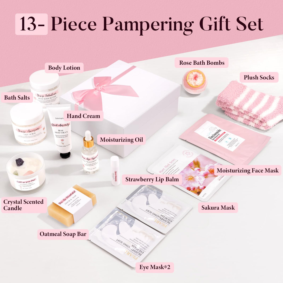 Pink 13Pcs Spa Bath Set F486321