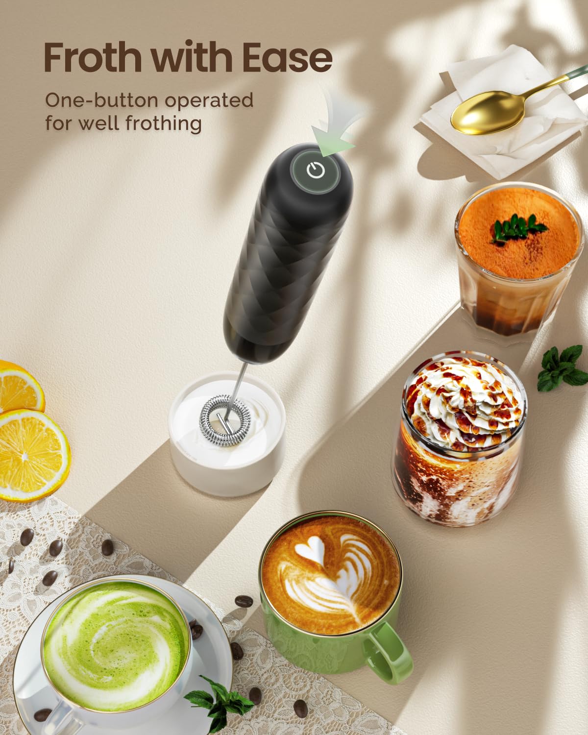 Rechargeable Milk Frother with Detachable Wand T109213