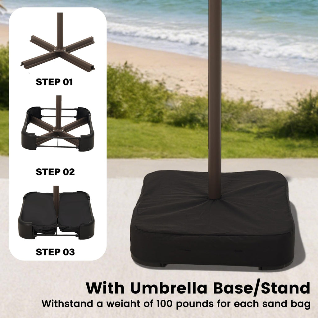 15FT Double-Sided Rectangle Patio Umbrella with Base Z541182