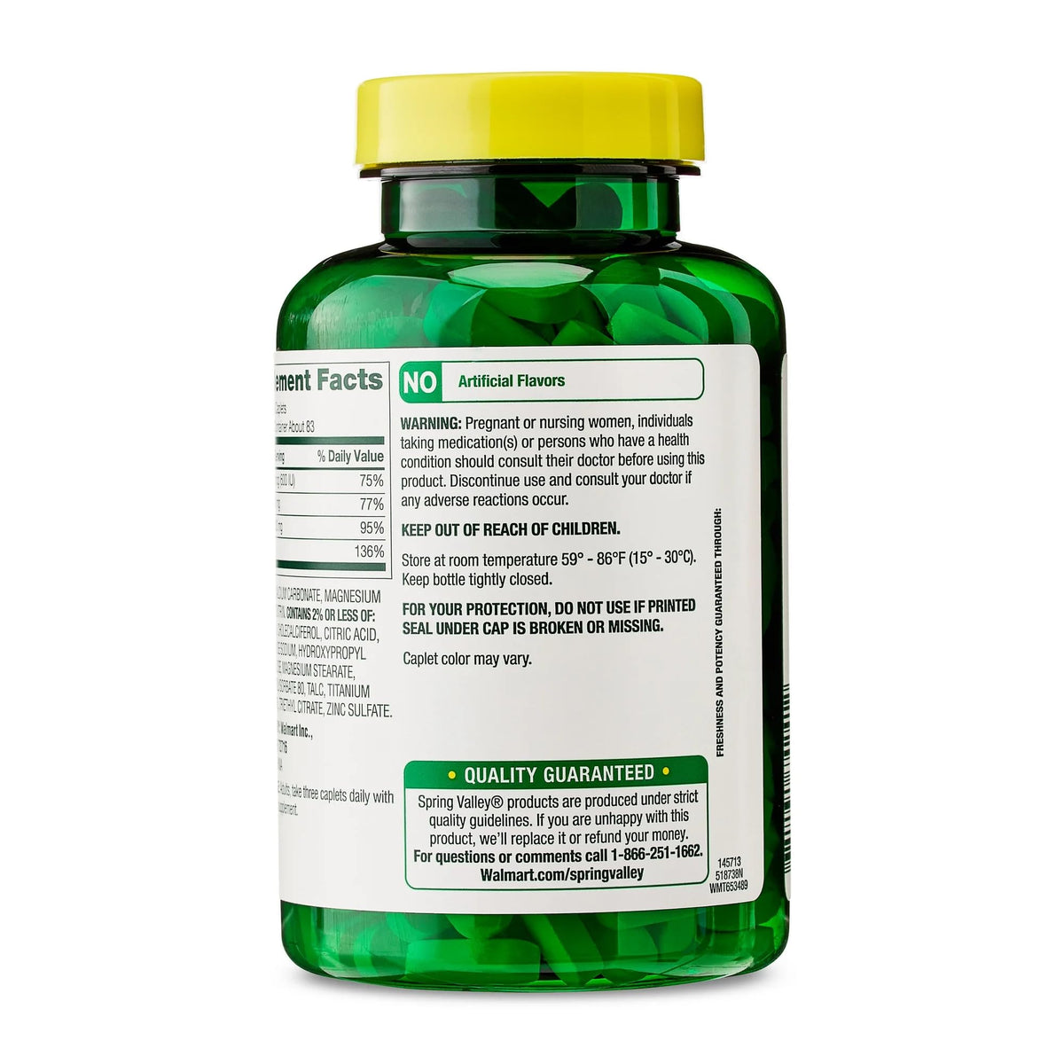 Calcium Magnesium Zinc Vitamin D3 Caplets 250 Count T4754