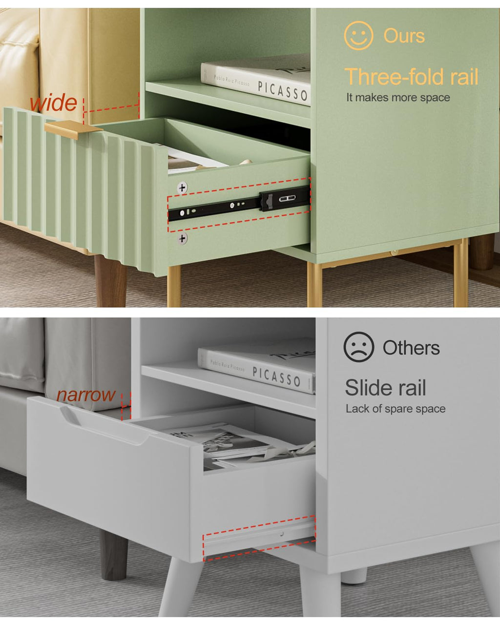 Green Night Stand with Drawer and Shelf I58606