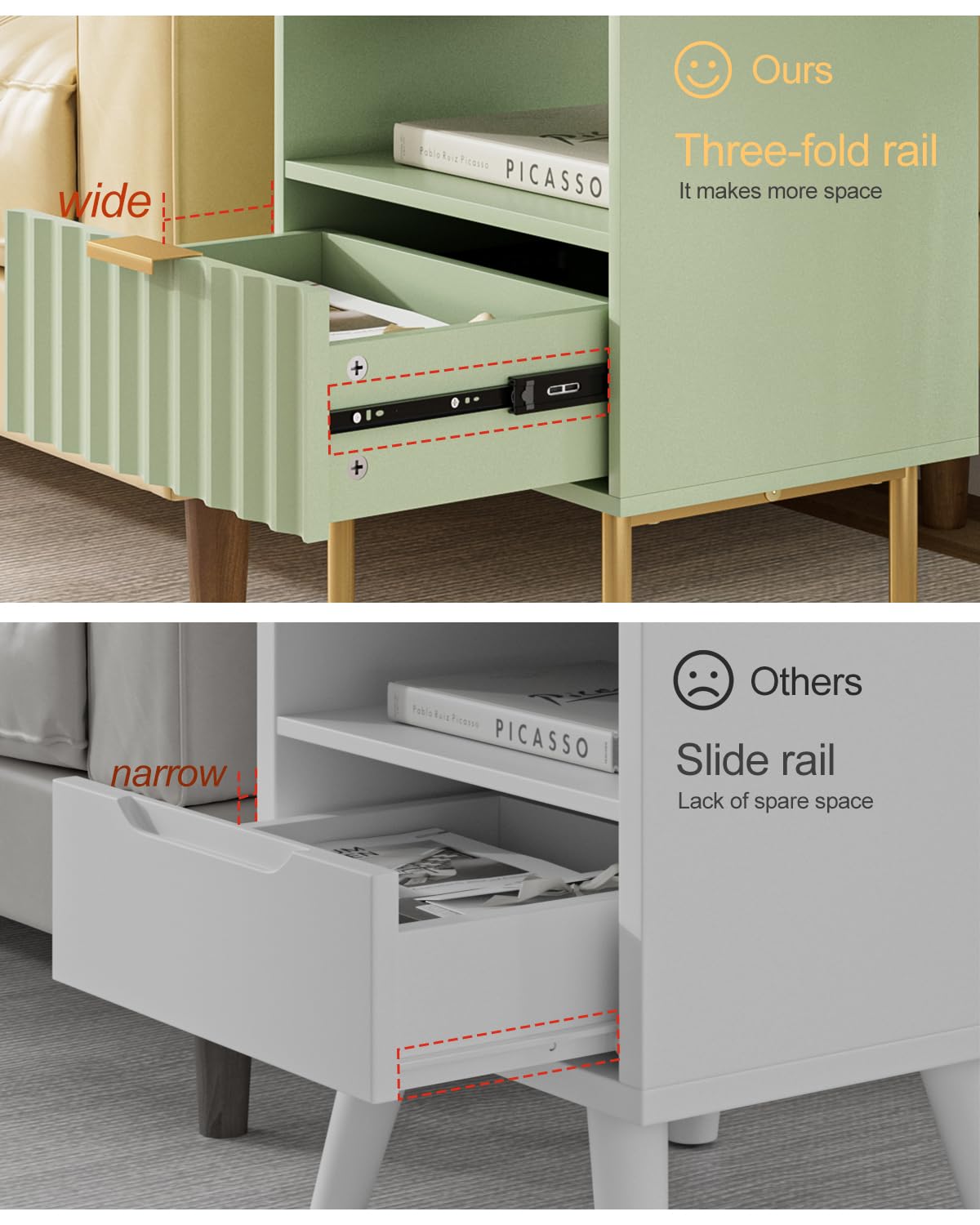 Green Night Stand with Drawer and Shelf I58606