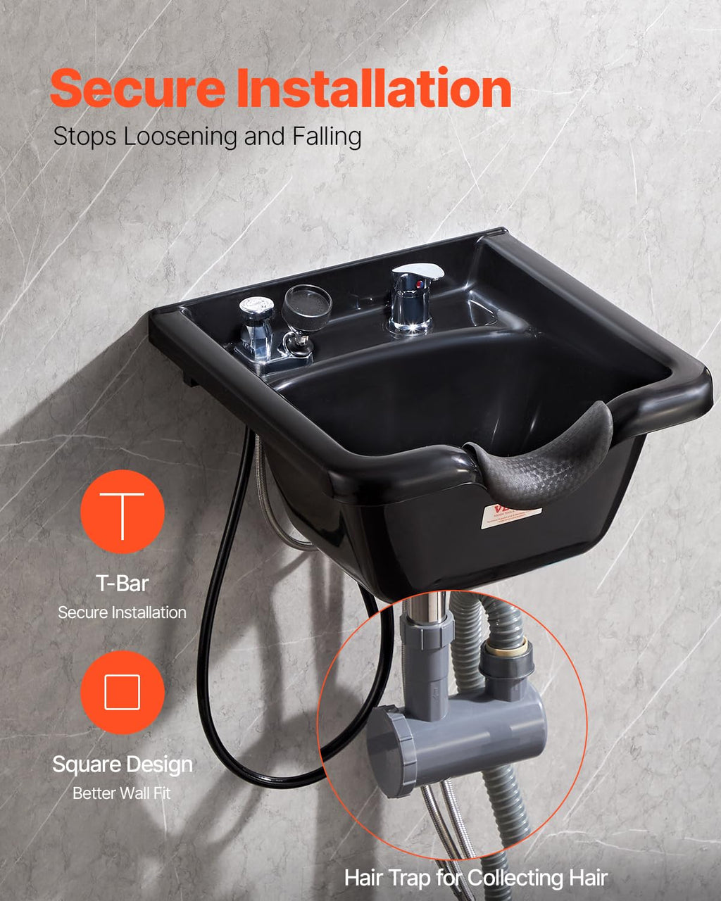 Black ABS Plastic Shampoo Basin C2431