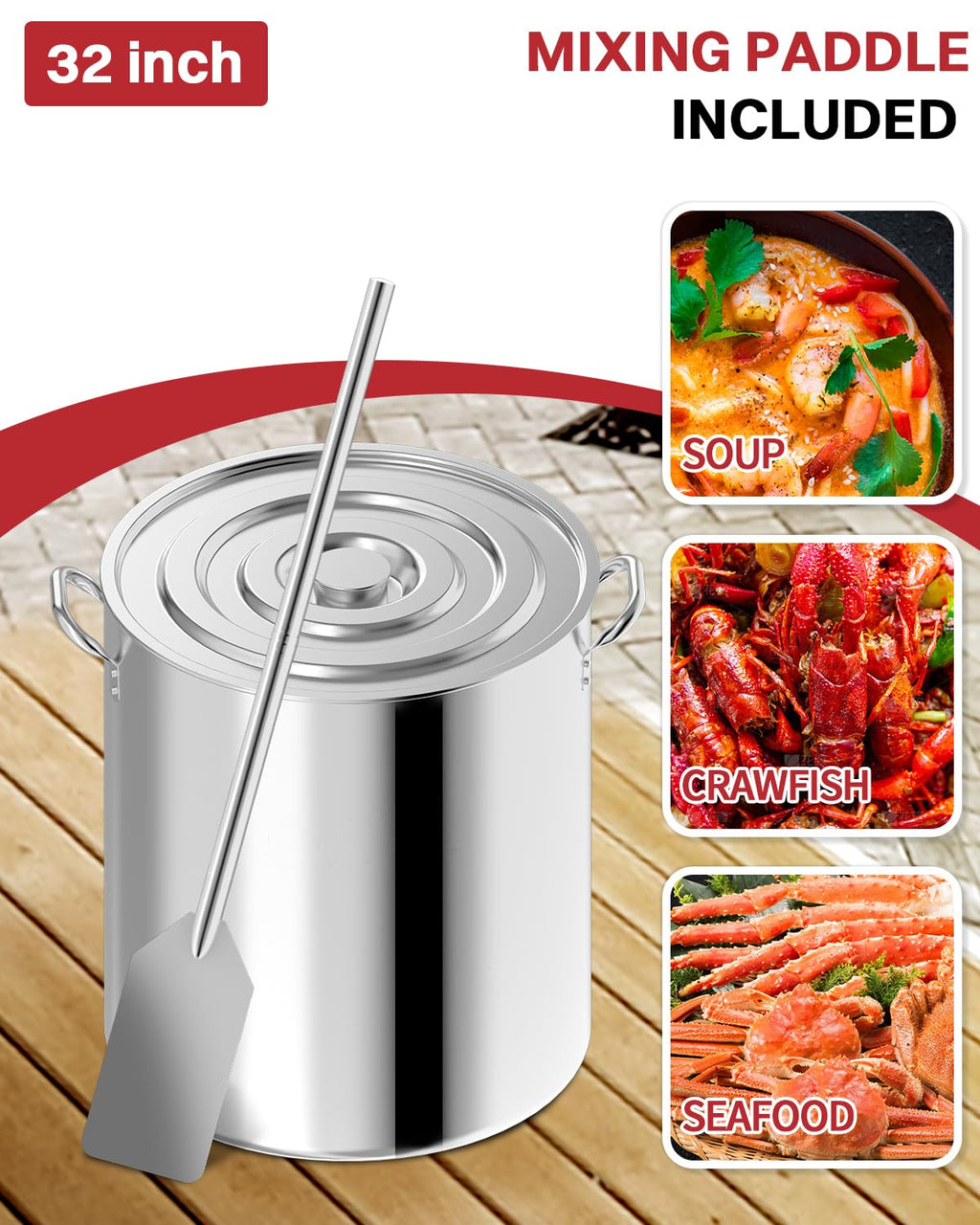 60QT Stainless Steel Stockpot with Basket Y92927