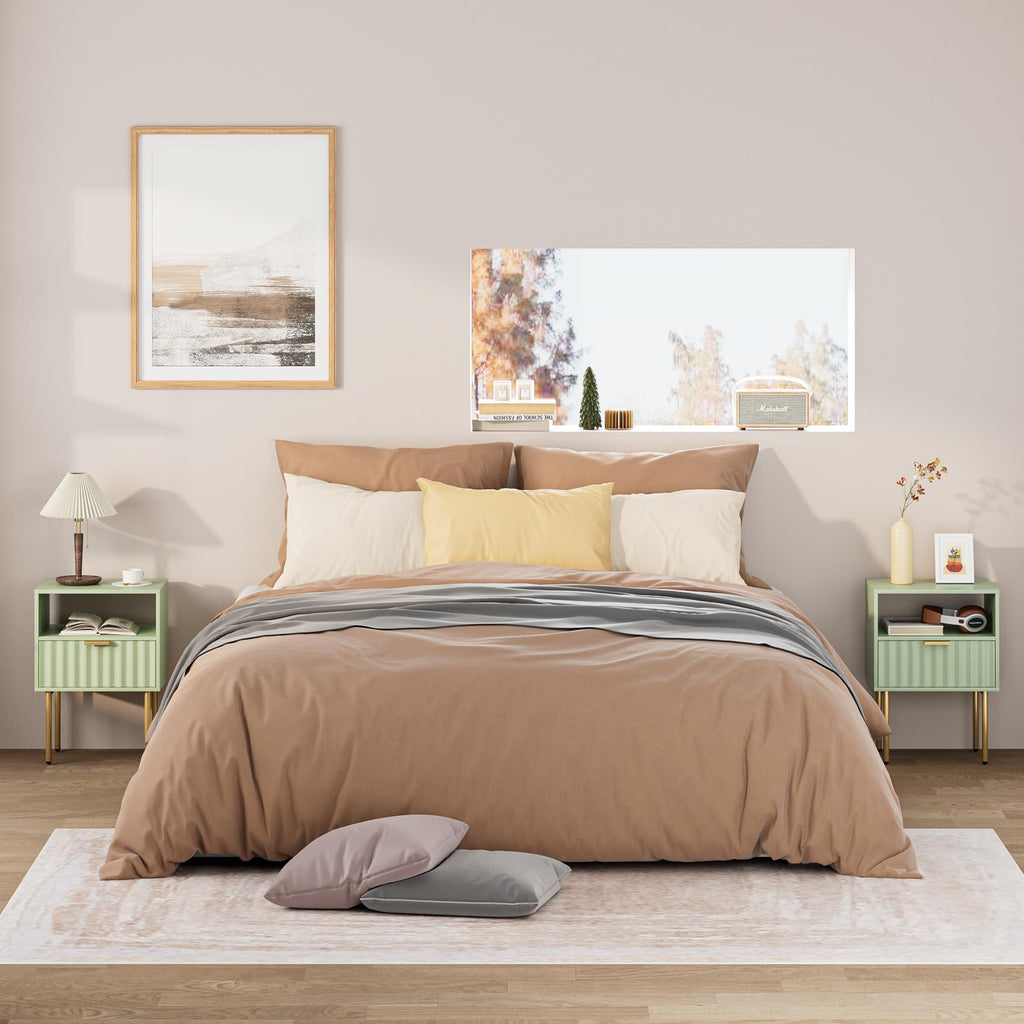 Green Night Stand with Drawer and Shelf I58606