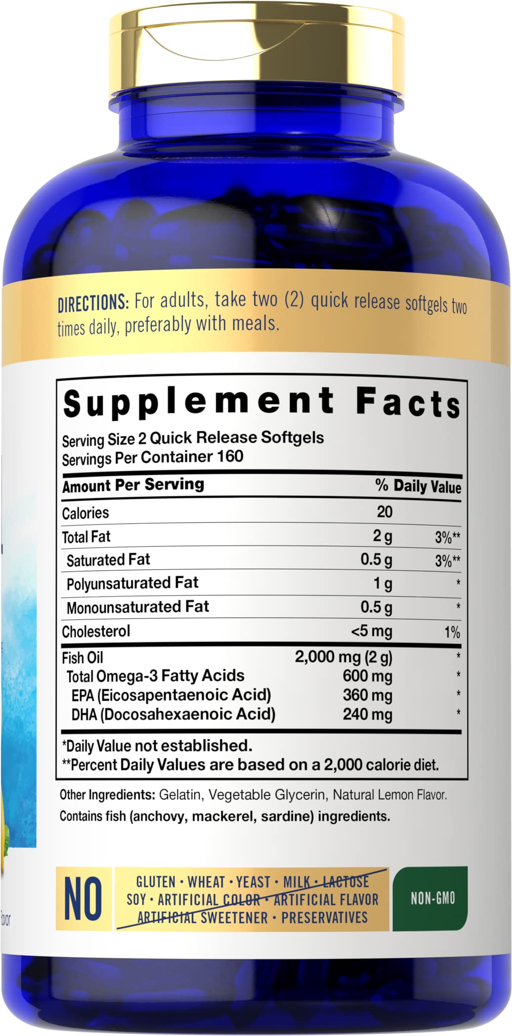 Fish Oil Omega 3 Supplements 2000mg 320 Softgels EPA & DHA P215086