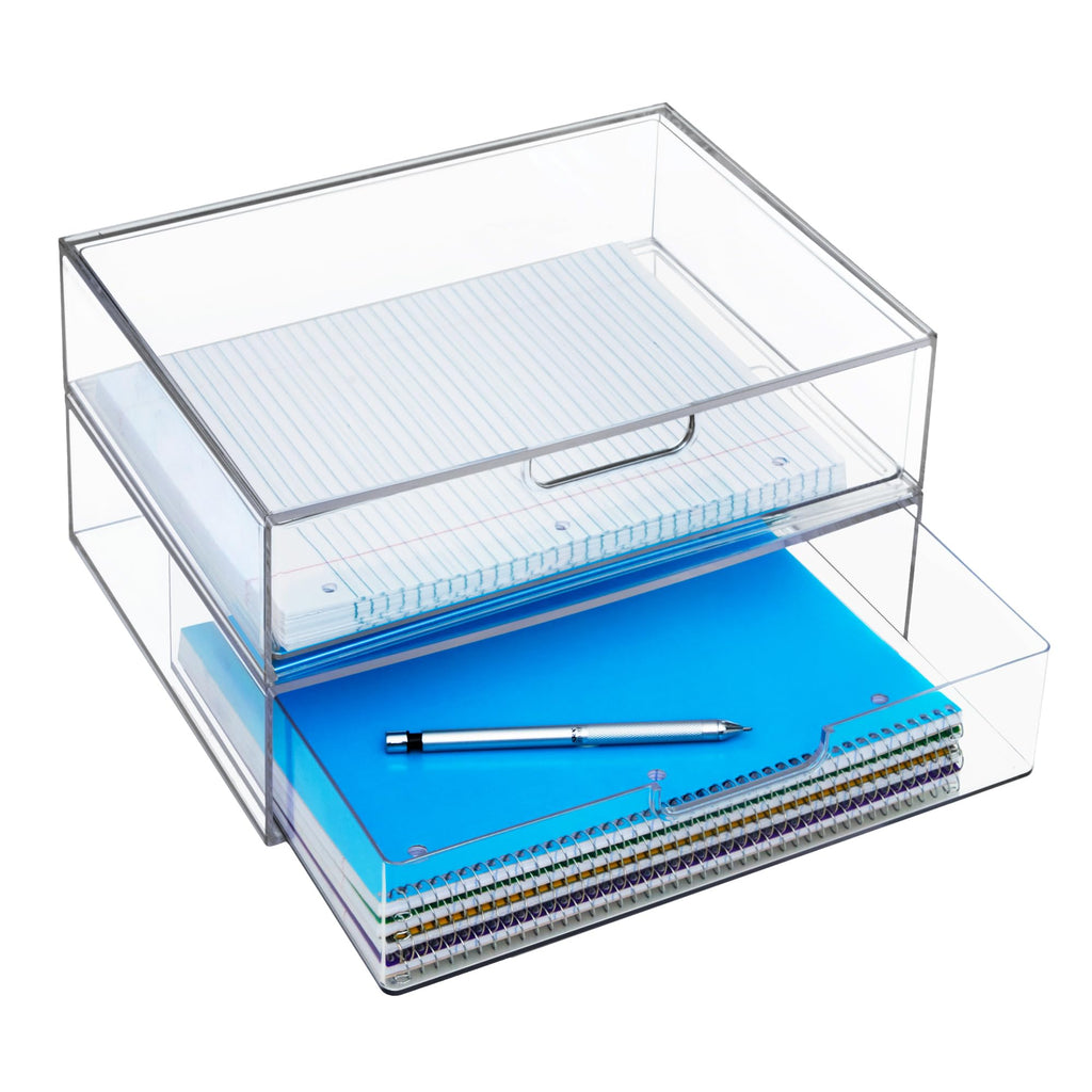 Clear Plastic Stackable Organizer Drawers Set of 2 U71668