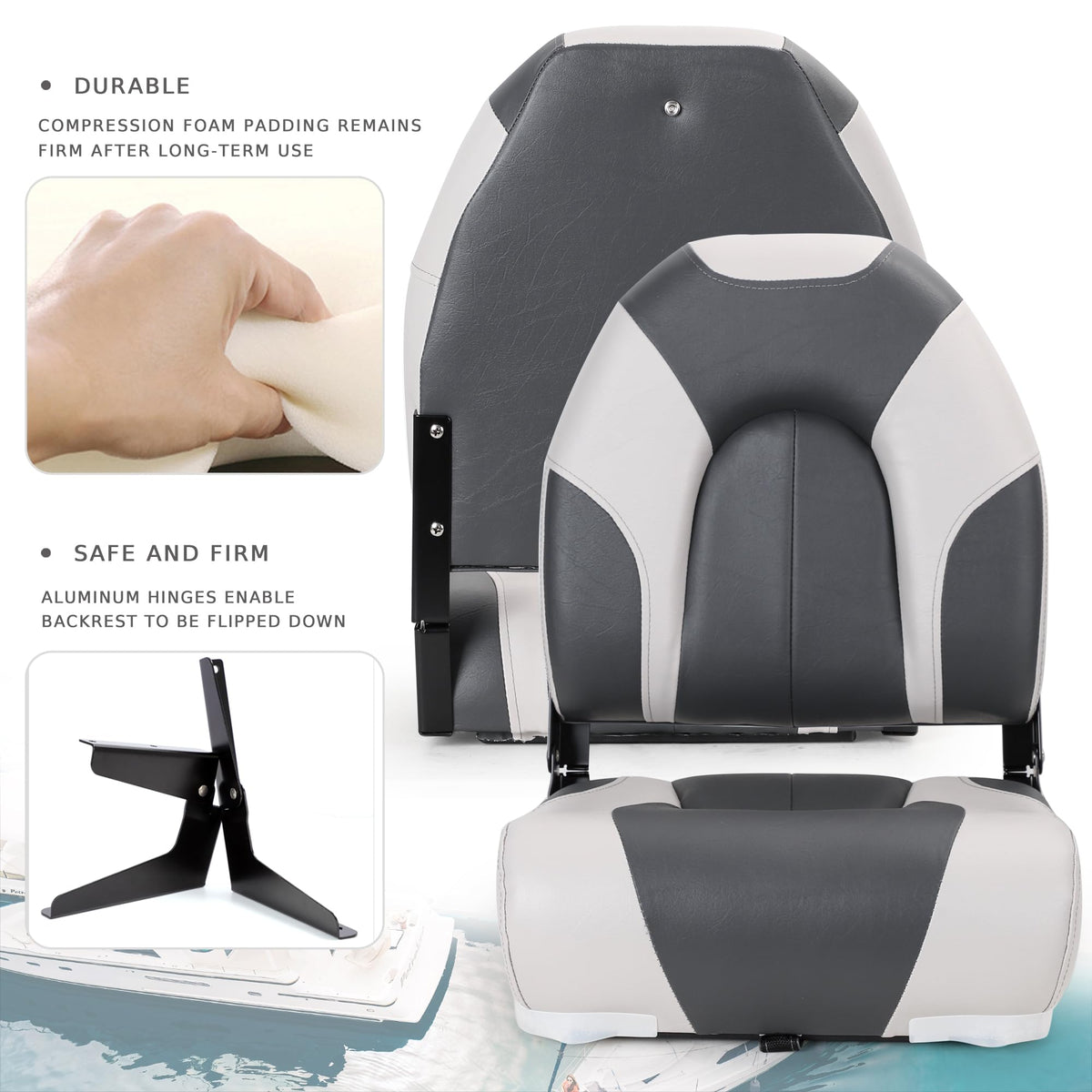 High Back Folding Boat Seats 2 Pack Y150