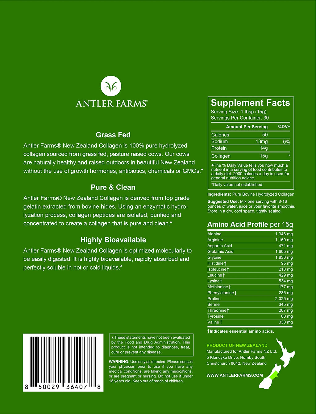 Collagen Powder - Grass Fed, Unflavored, 1 lb G198