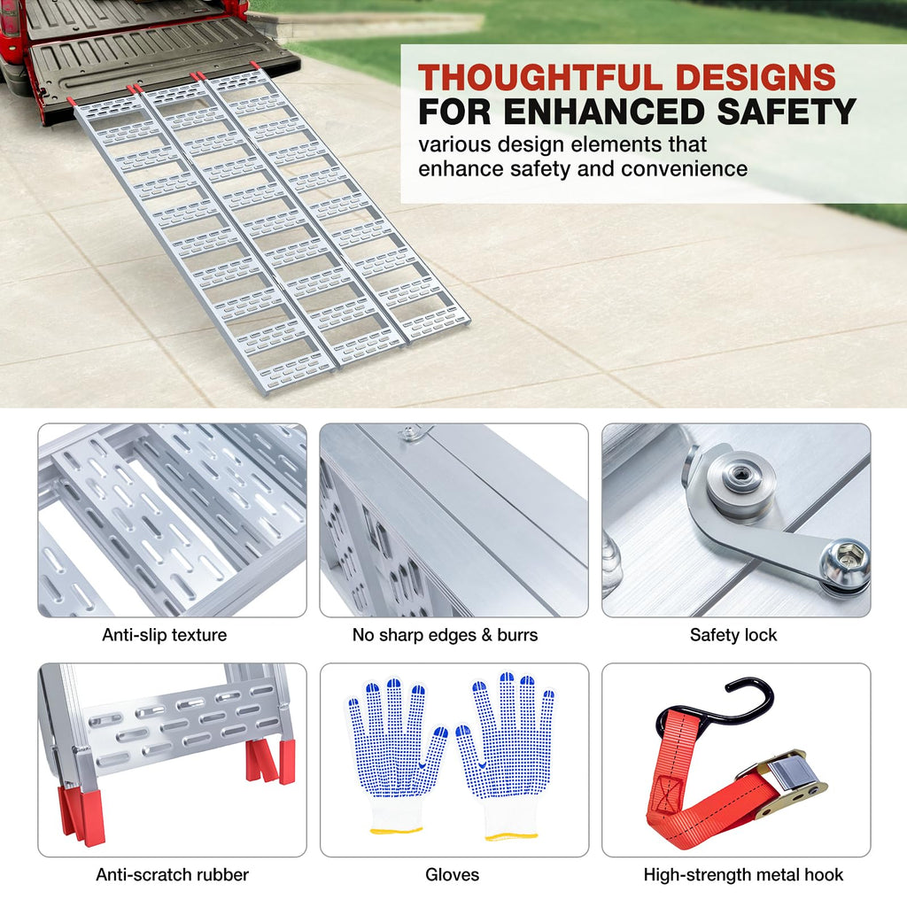 Aluminum Tri-Folding Truck Ramps 1600Lbs Max K17622