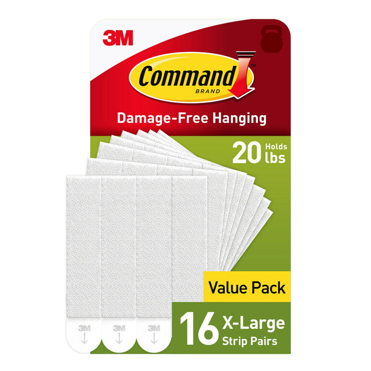 20 lb X-Large White Picture Hanging Strips U909
