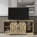 Sliding Barn Door Wood TV Stand with Adjustable Shelves J804087