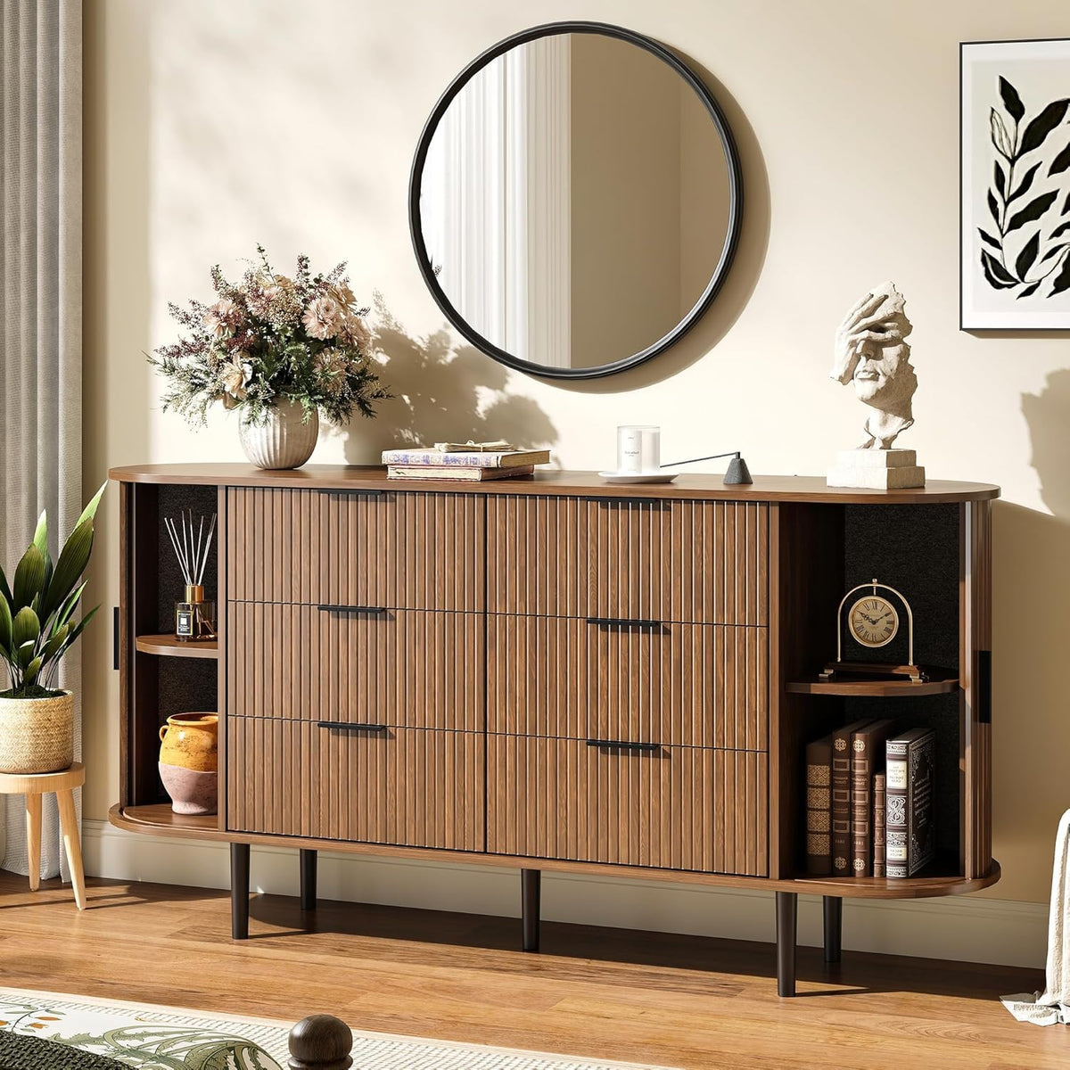 Brown 6 Drawer Wood Dresser B994