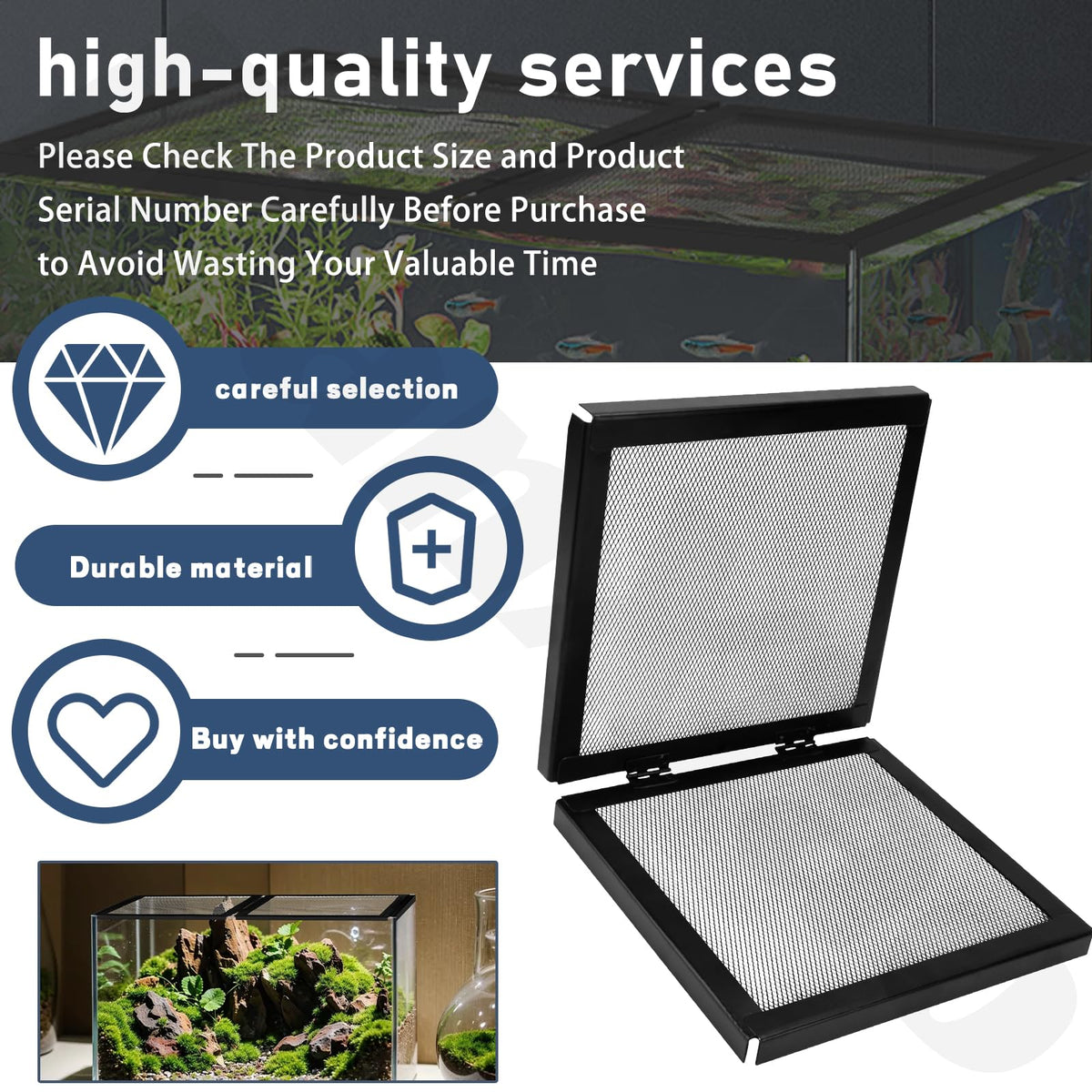 Hinged Door Aquarium Screen Cover E729