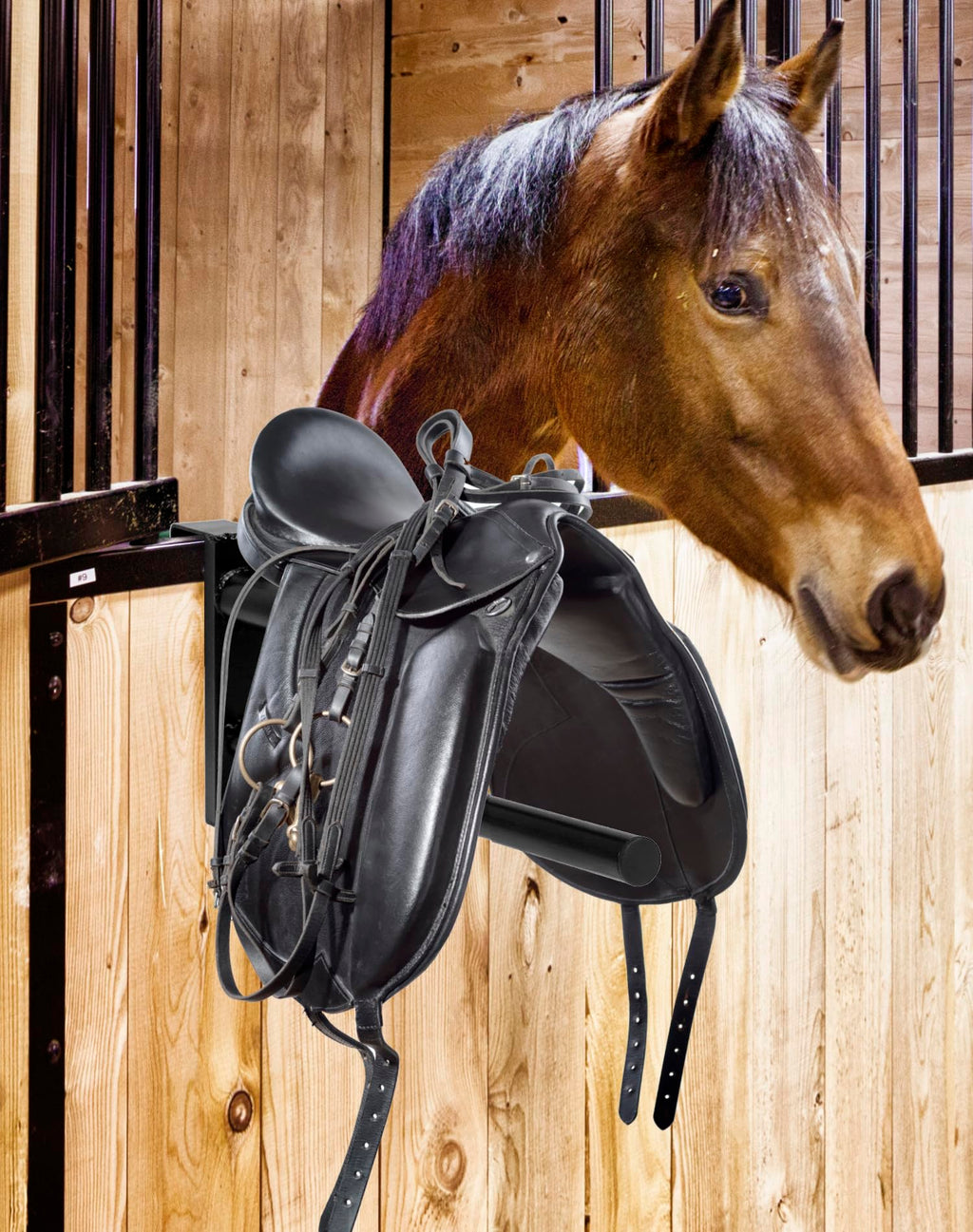 Black PVC Coated Double Saddle Rack Q345