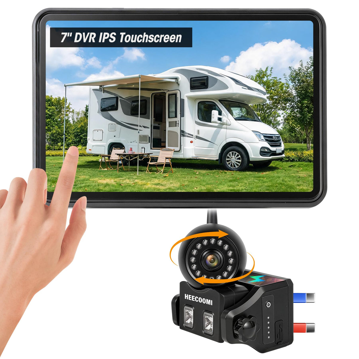 Magnetic Wireless Solar Backup Camera with 7" 1080P Touchscreen Monitor I631