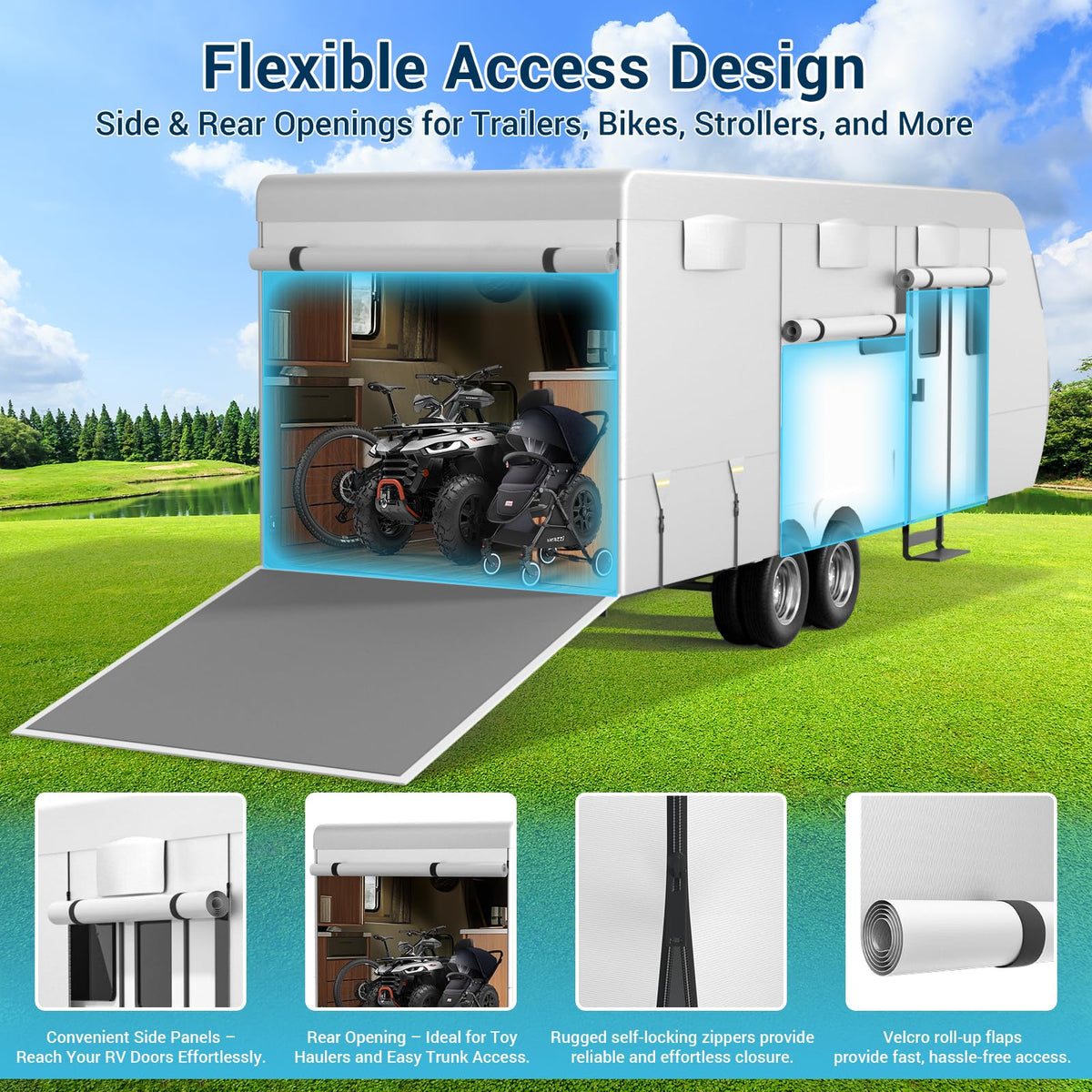 600D Oxford Fabric 30-33ft Travel Trailer Cover T232