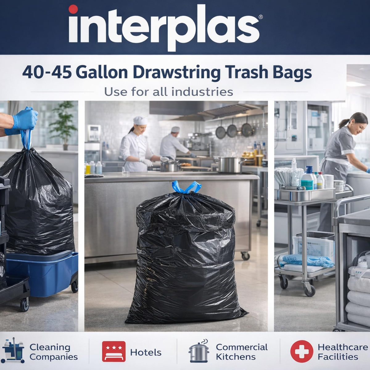 44 Gallon Drawstring Trash Bags 50 Count A402780