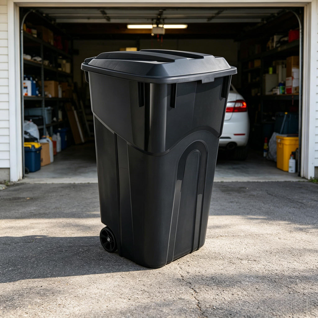 32 Gallon Wheeled Plastic Trash Can with Lid X997362