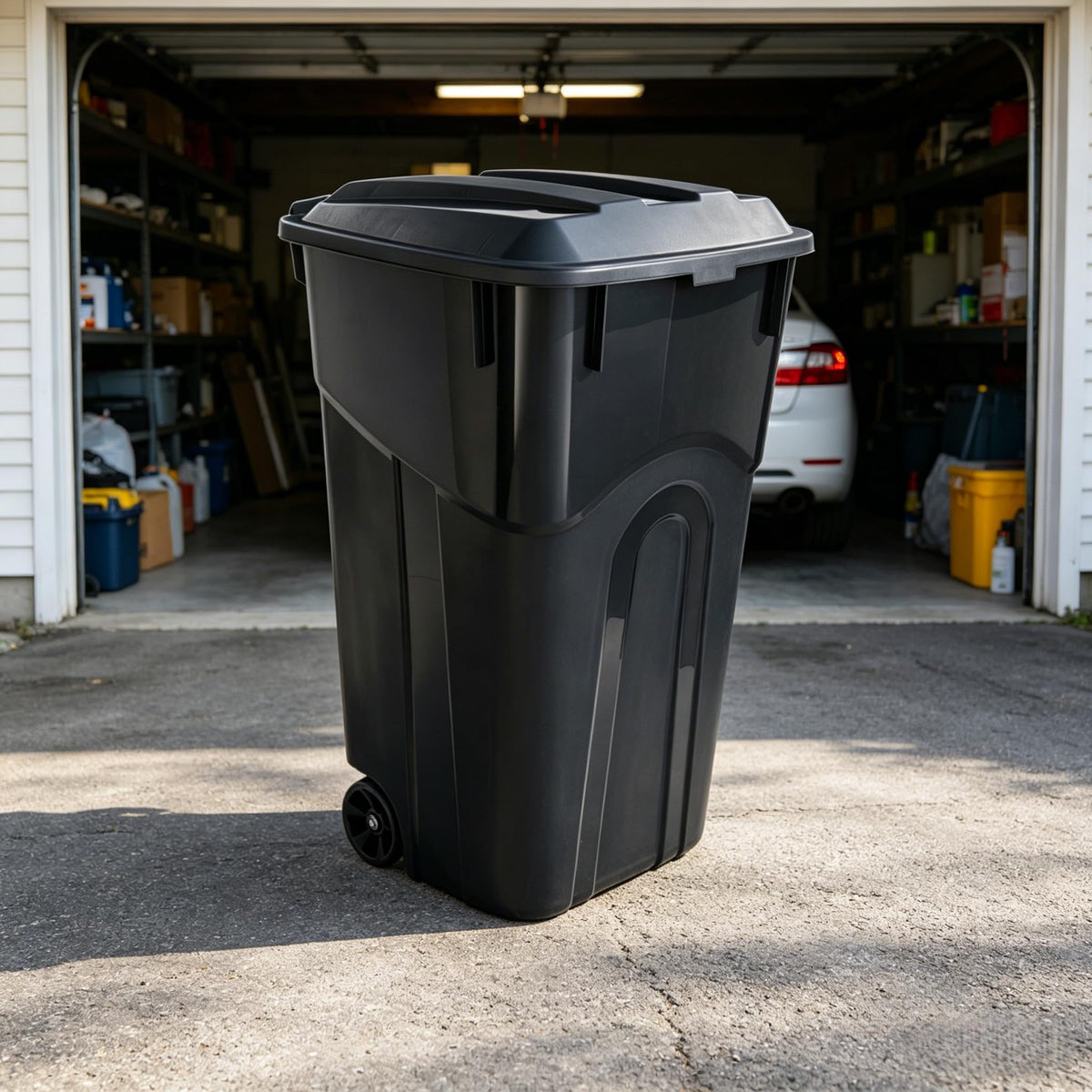 32 Gallon Wheeled Plastic Trash Can with Lid X997362