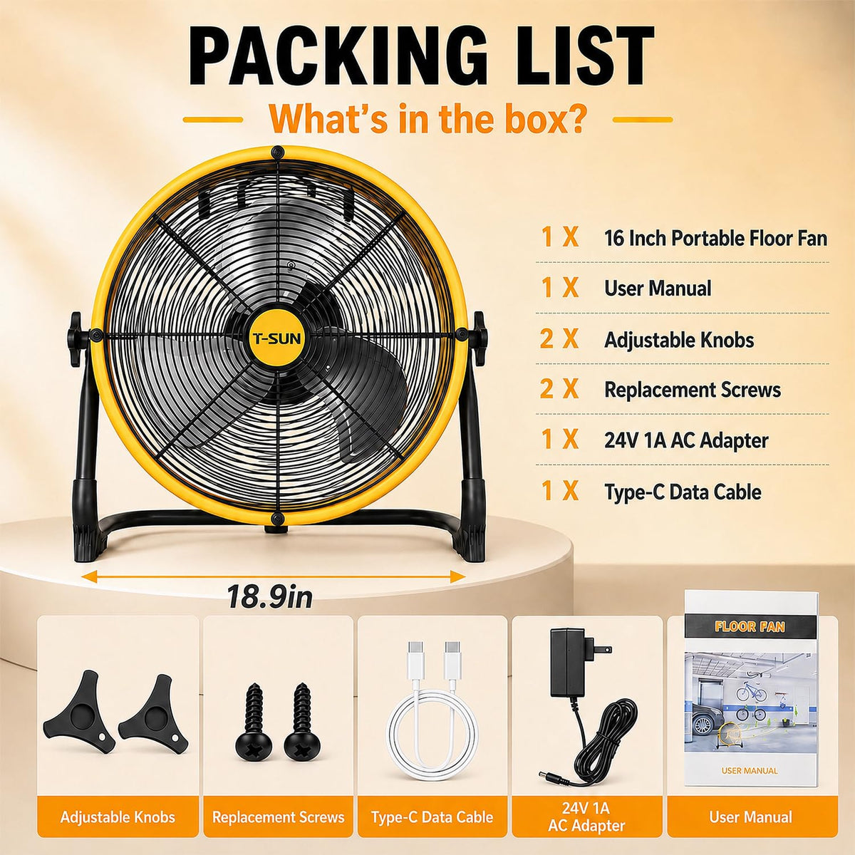 16" Cordless Battery Powered Fan M5548