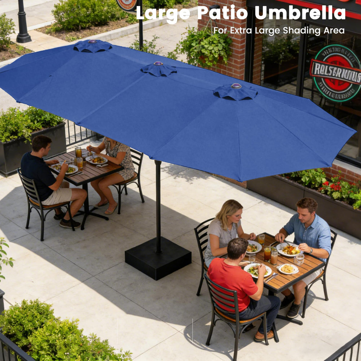 15FT Double-Sided Rectangle Patio Umbrella with Base Z541182