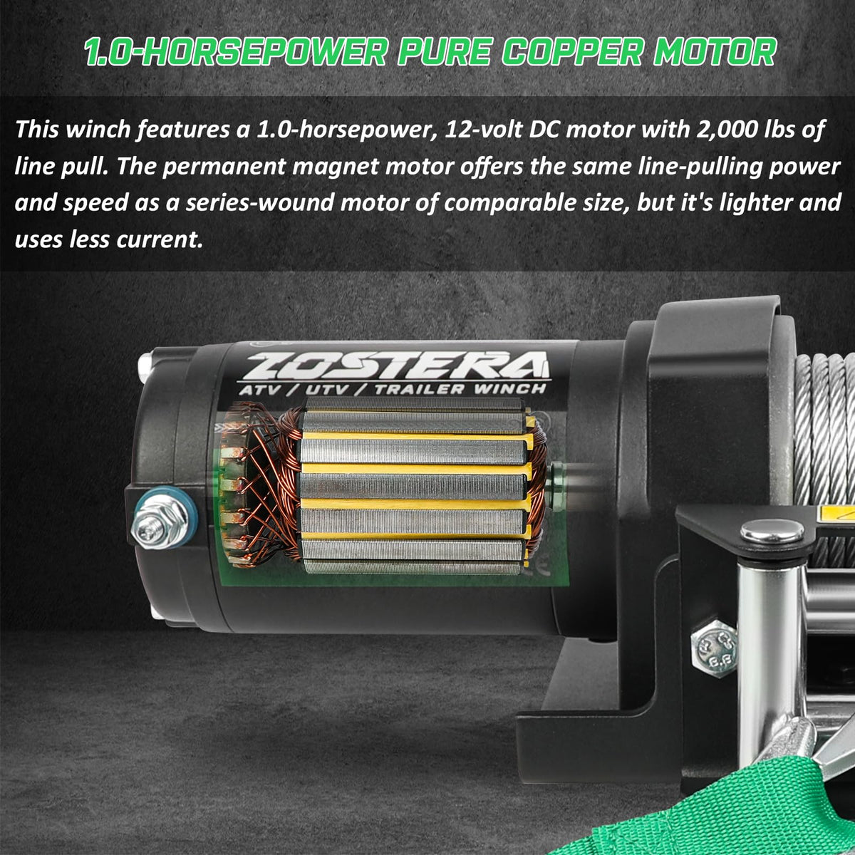 2000lb ATV Winch with Steel Cable A550739