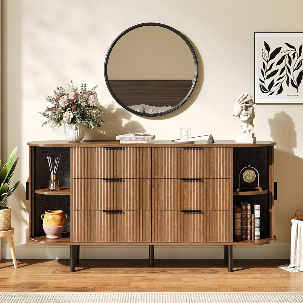 Brown 6 Drawer Wood Dresser B994