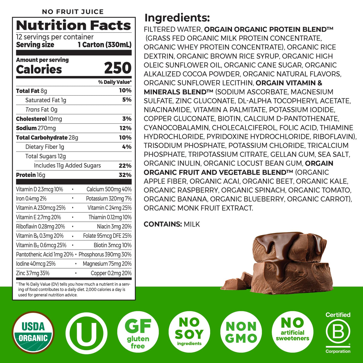 Organic Creamy Chocolate Fudge Shake 12 Pack C955557