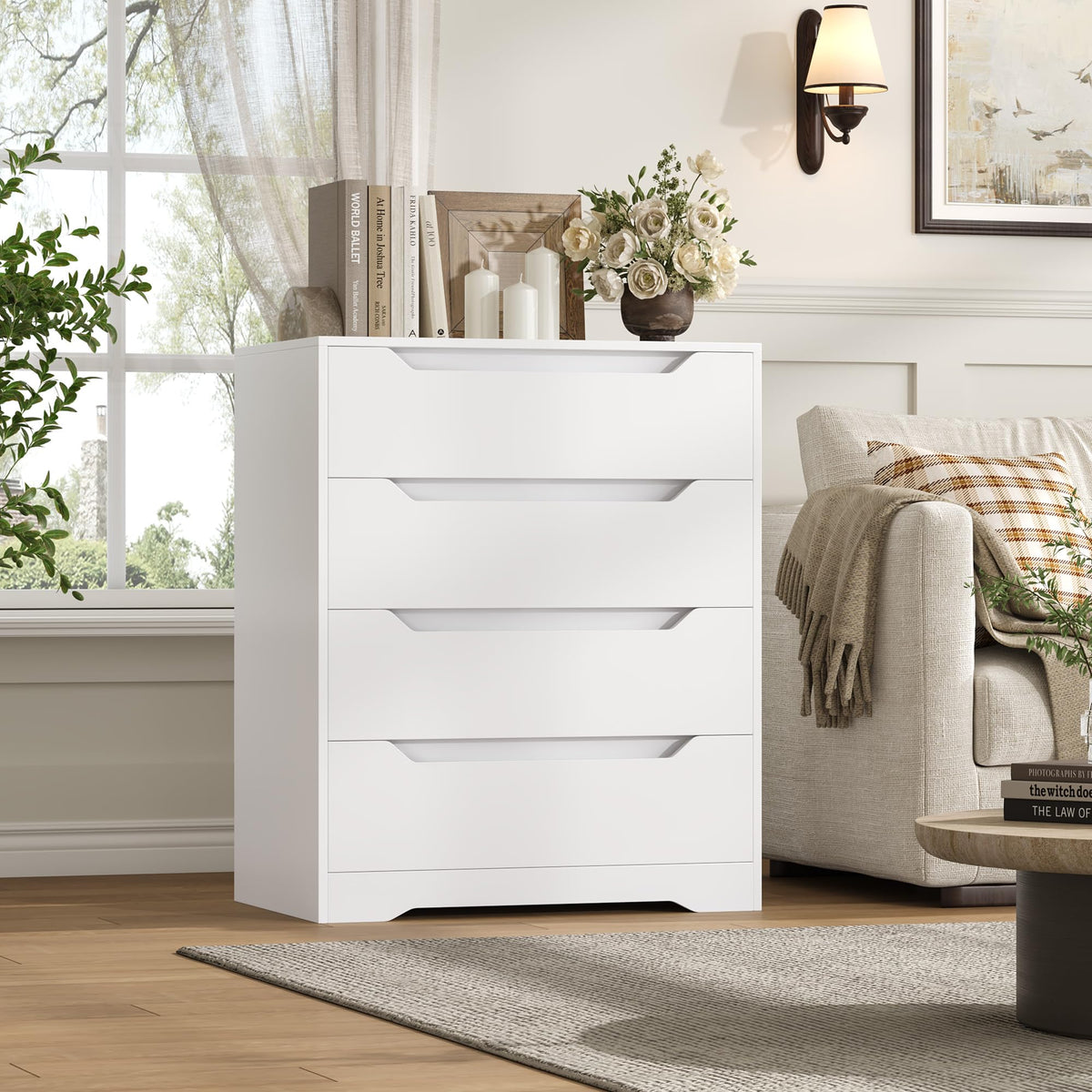 White 4 Drawer Wood Dresser A5149