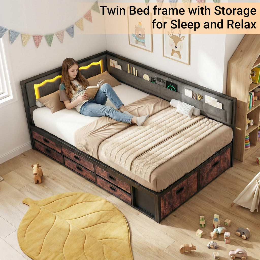 Grey Twin Daybed with Storage U1381