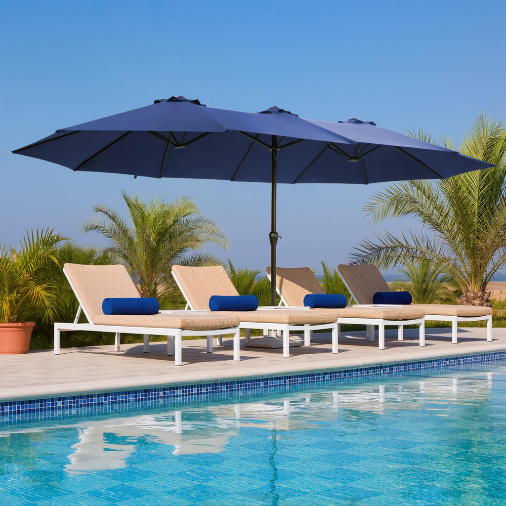 15FT Double-Sided Rectangle Patio Umbrella with Base Z541182