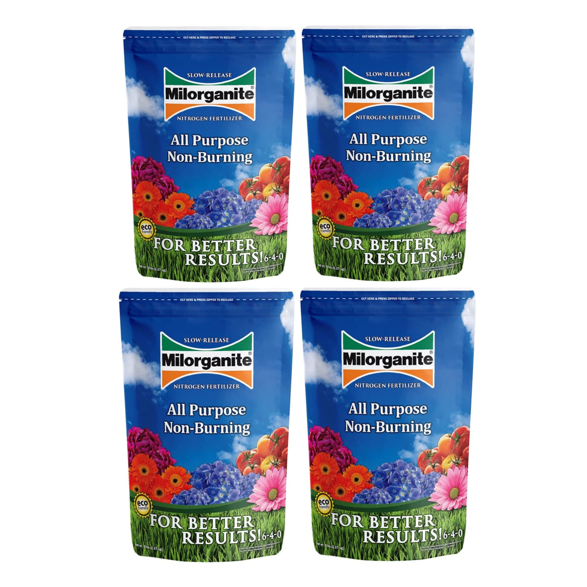 Slow-Release Nitrogen 6-4-0 Fertilizer, 5 Pound Bag (Pack of 4) B3576