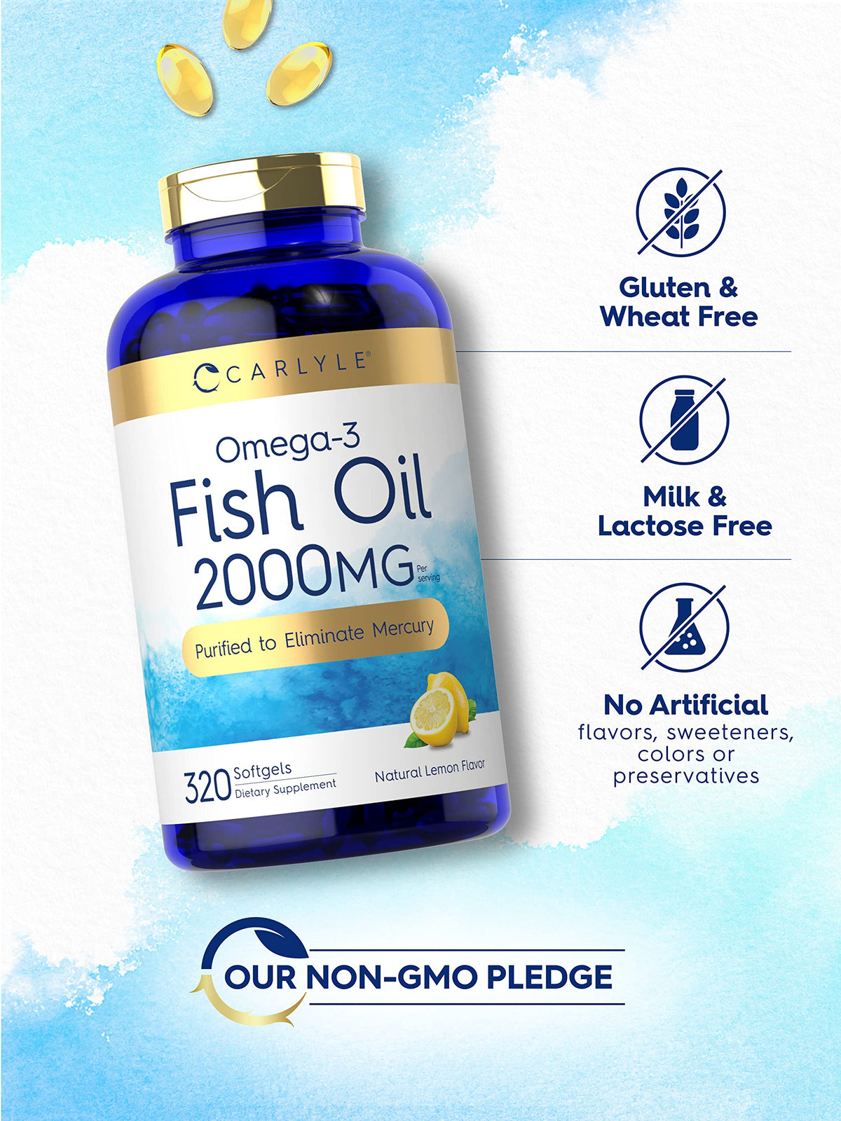 Fish Oil Omega 3 Supplements 2000mg 320 Softgels EPA & DHA P215086