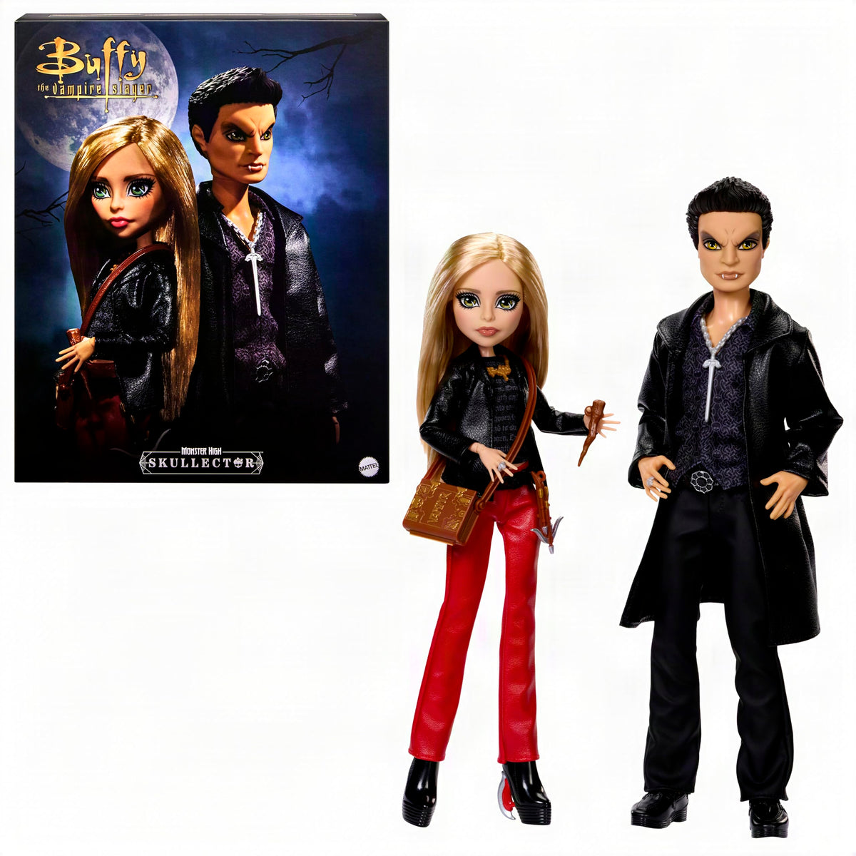 Buffy & Angel Dolls 2-Pack with Faux Leather Clothes H4367