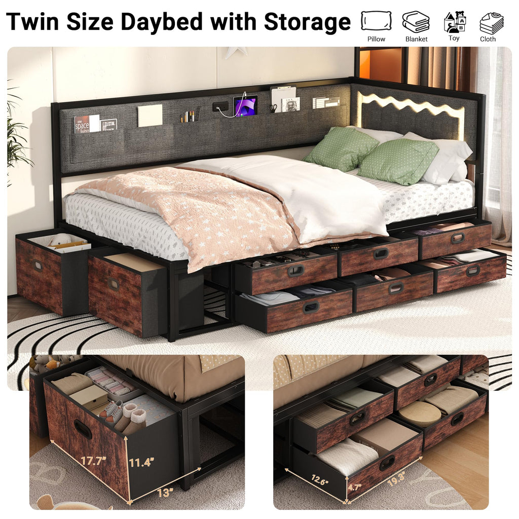 Grey Twin Daybed with Storage U1381