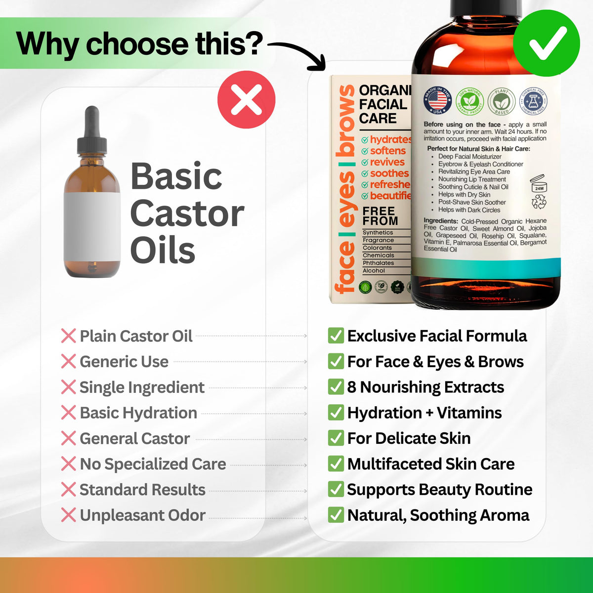 Organic Castor Oil with Jojoba Rosehip Grapeseed Squalane Vitamin E 1oz C84869