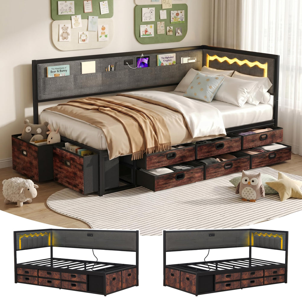 Grey Twin Daybed with Storage U1381