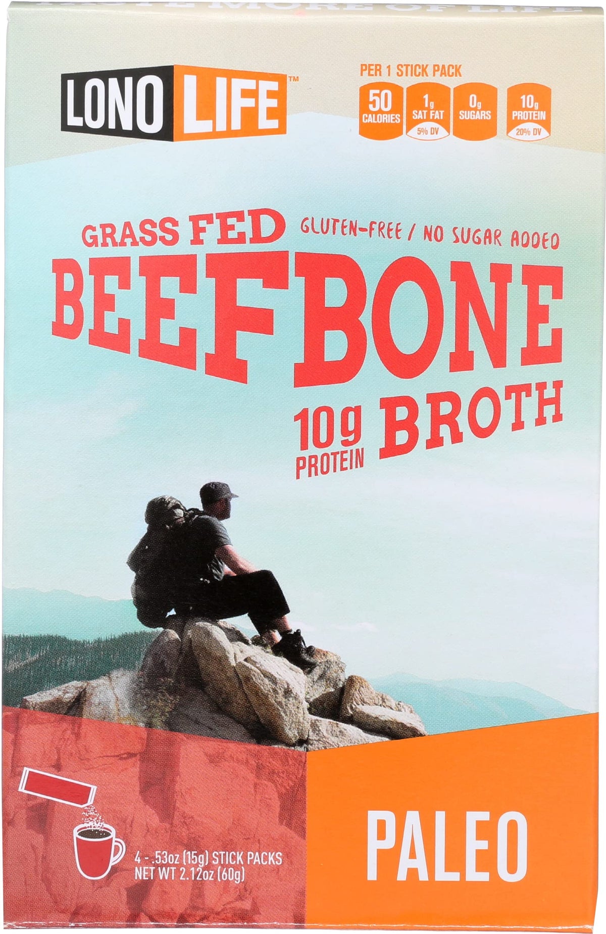 Grass Fed Beef Bone Broth Sticks 4 Count 2.12 Ounce Pack of 6 Q897