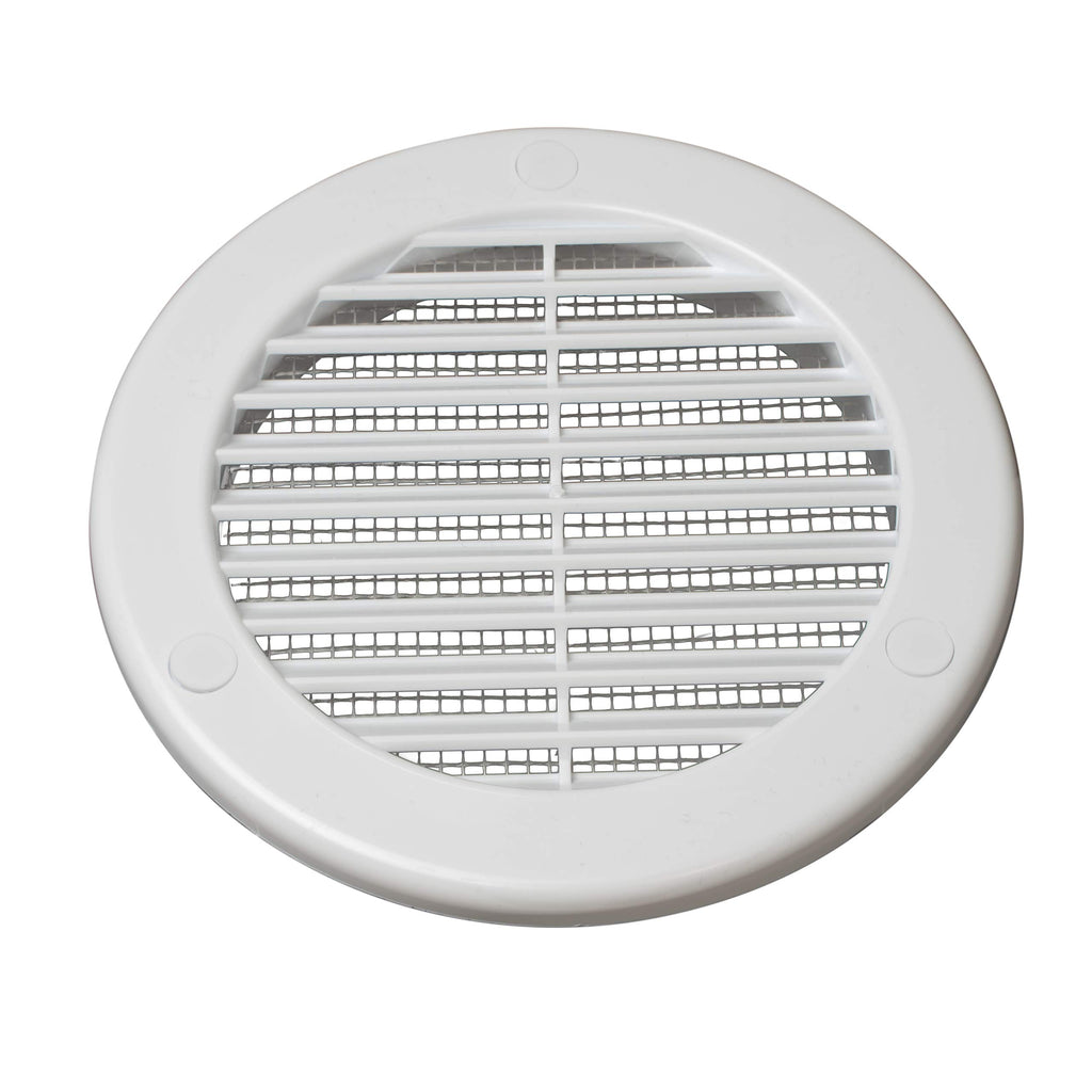 4" White Plastic Round Vent Cover with Mesh M782