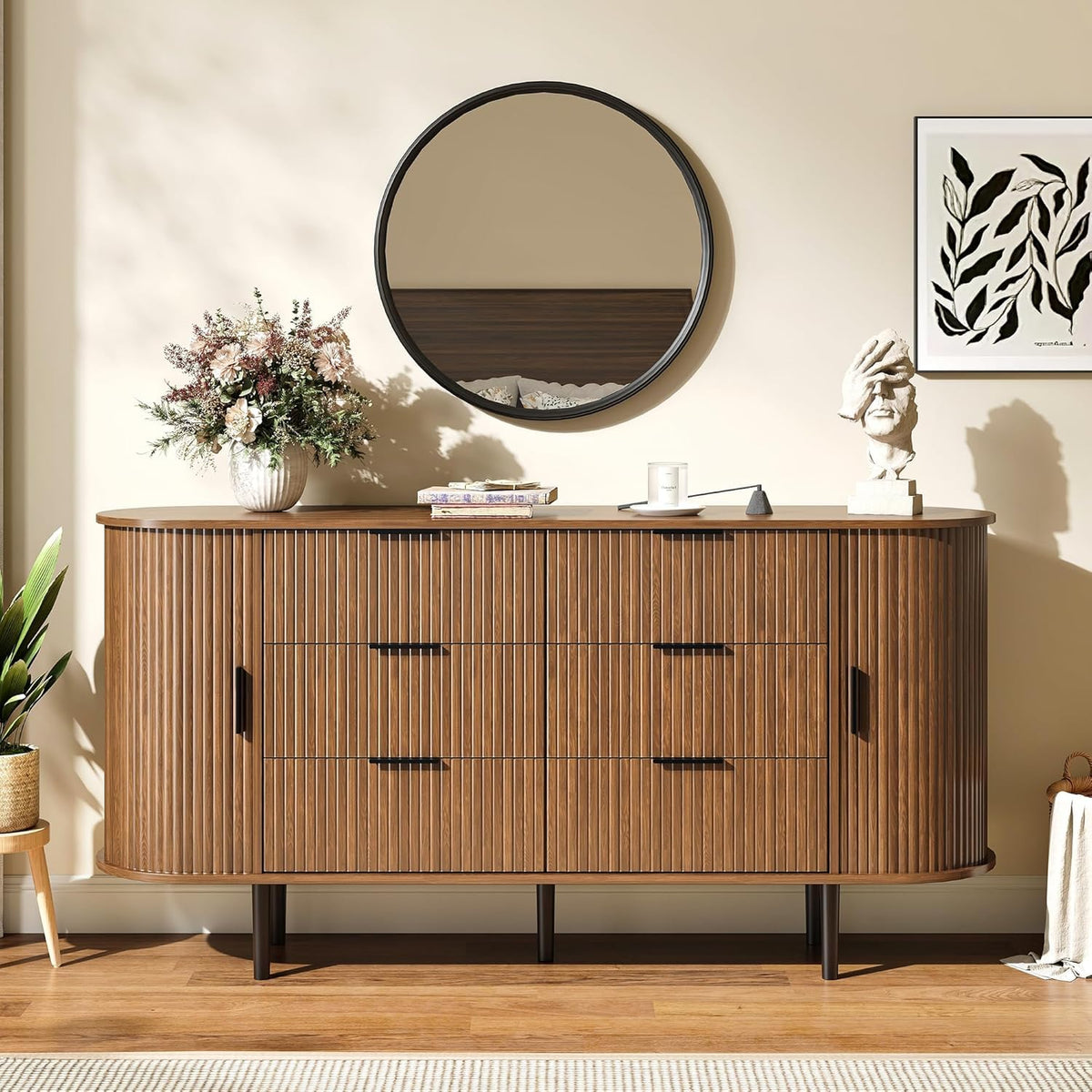 Brown 6 Drawer Wood Dresser B994