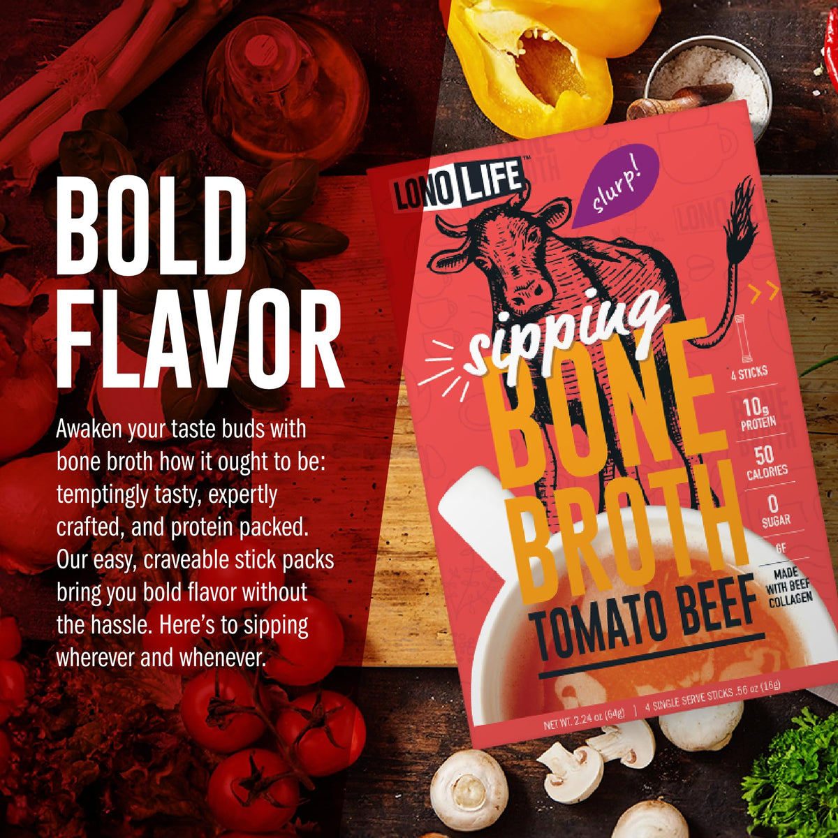 Tomato Beef Bone Broth Packets 10 Pack P84603