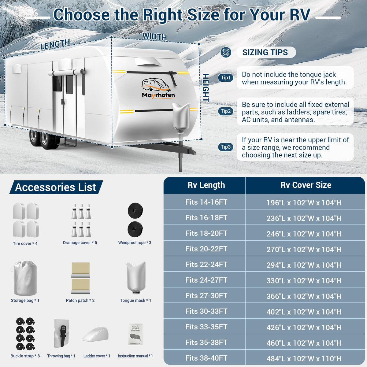 600D Oxford Fabric 22-24ft Travel Trailer Cover W69304