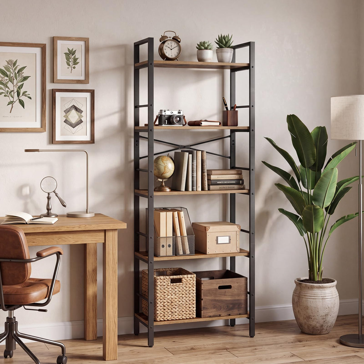 5-Tier Arched Bookcase with Side Rails X5893