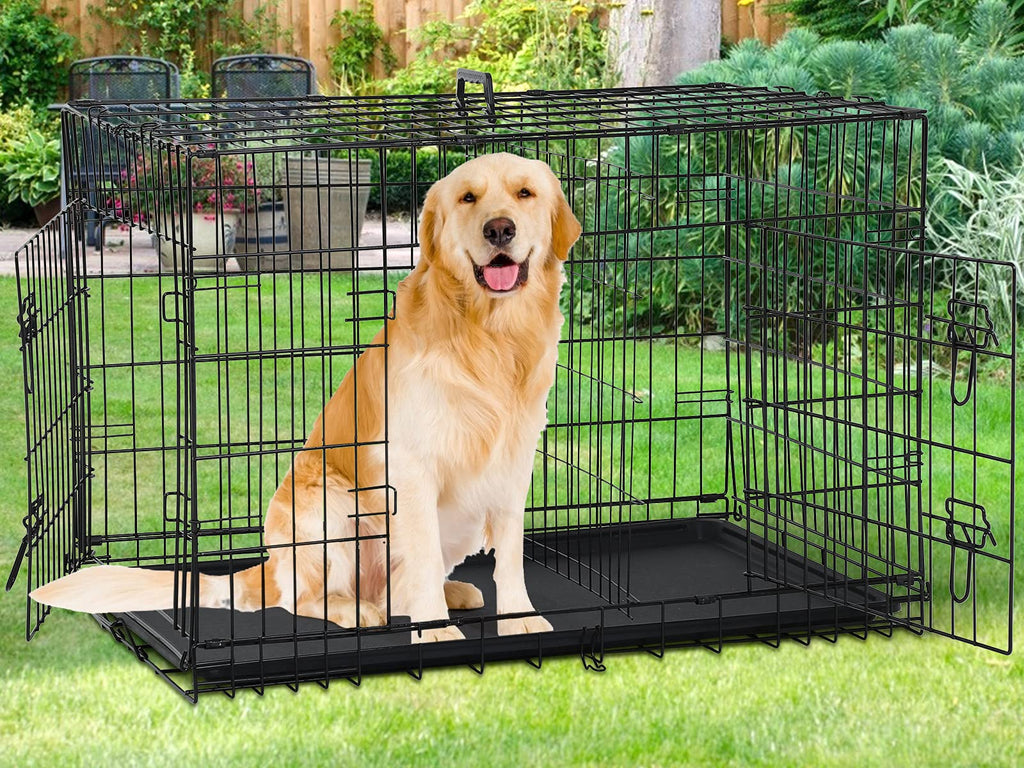 48" Heavy Duty Folding Wire Metal Dog Crate with Divider V542078