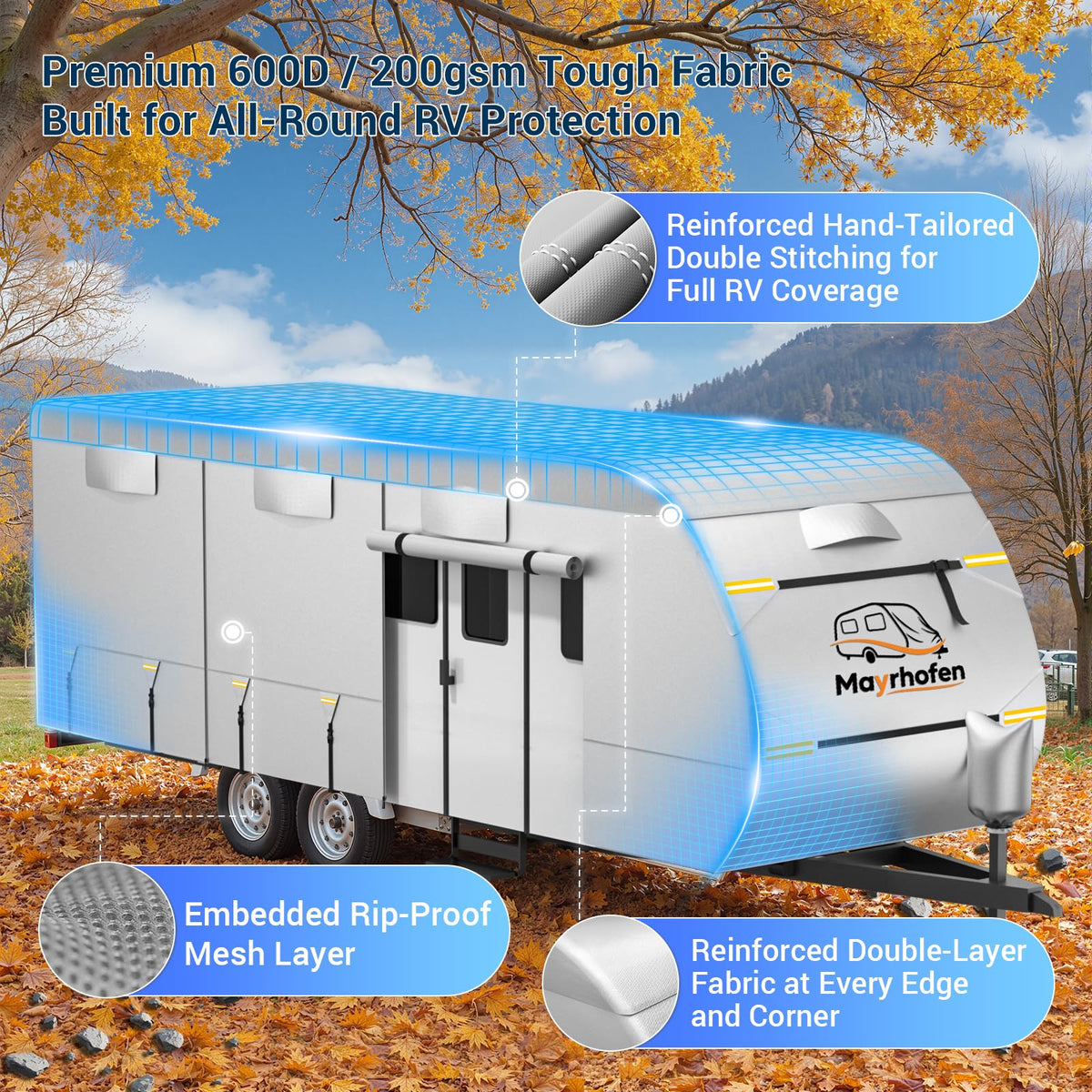 600D Oxford Fabric 30-33ft Travel Trailer Cover T232
