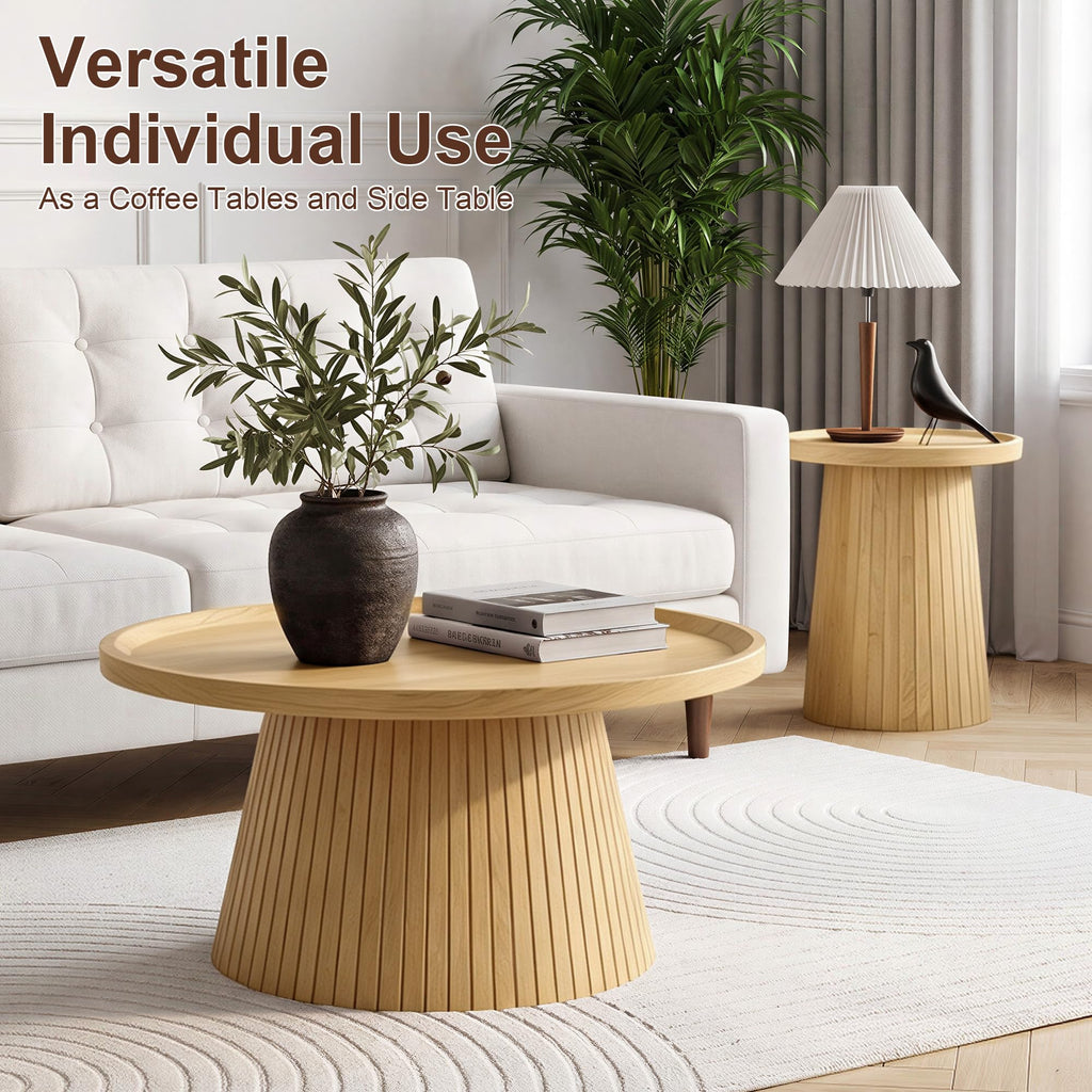 Coffee Table Set of 2 Fluted Drum K758